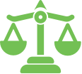 Green scales depicting balance, justice - weighing concept for scalesrepresentingjusticeorbalance permanent placements